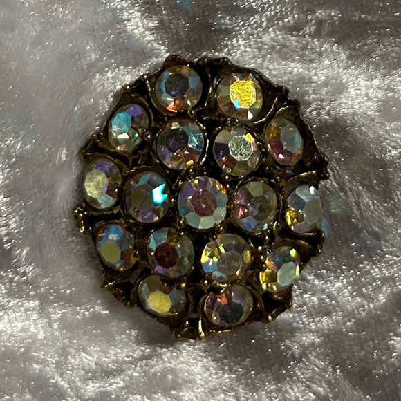 1960’s~ Sparkling Aurora Borealis Cluster Circle Brooch/Pin - Picture 7 of 12